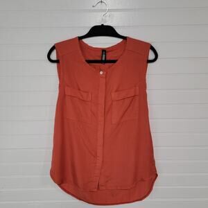 Inizio Size Small Silk Popover Pocket Sleeveless Tank Top Preppy Luxury Work